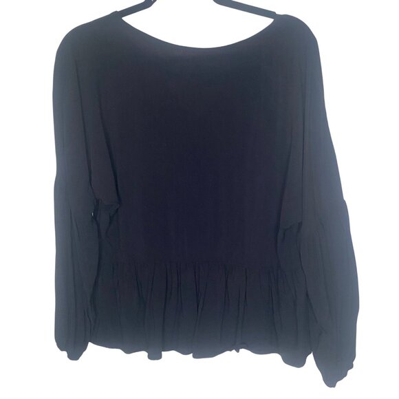 Chelsea & Violet Top Womens M Black Floral Embroidered Long Sleeve Boho Flowy - Picture 3 of 10